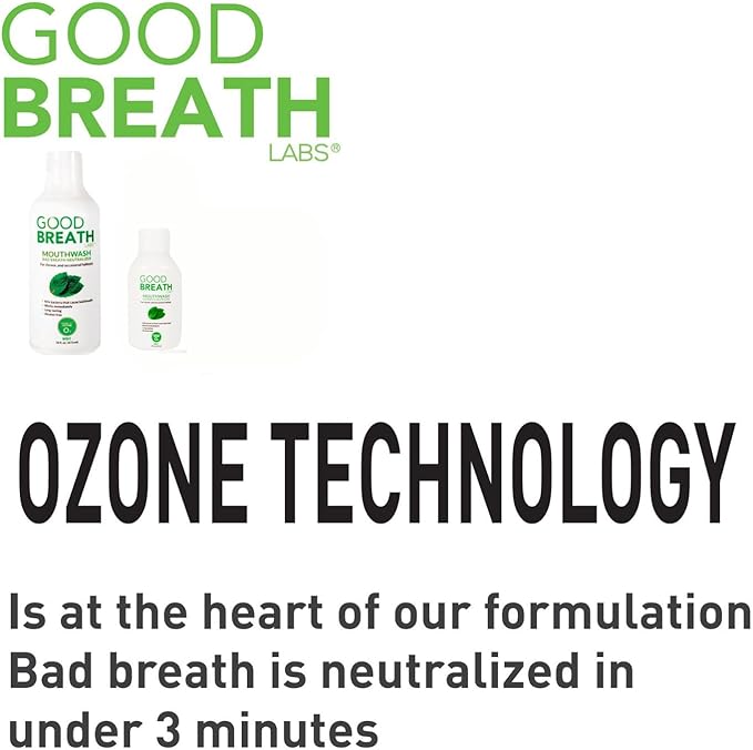 Goodbreath Mouthwash - Mint Mouth Rinse for Chronic Halitosis - New Ozone Technology Oral Rinse - Halitosis Treatment &amp Bad Breath Neutralizer - Mouthwash for Gum Diseases - Alcohol-Free | 3 Pack