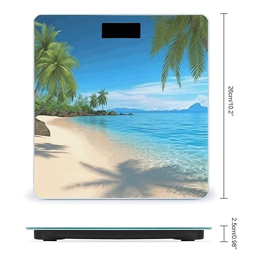 Hawaiian Beach with Palm Trees Scale for Body Weight High Precision Digital Weight Scales with LCD Display Anti-Slip Sturdy Slim Tempered Glass Bathroom Scale for Home Use