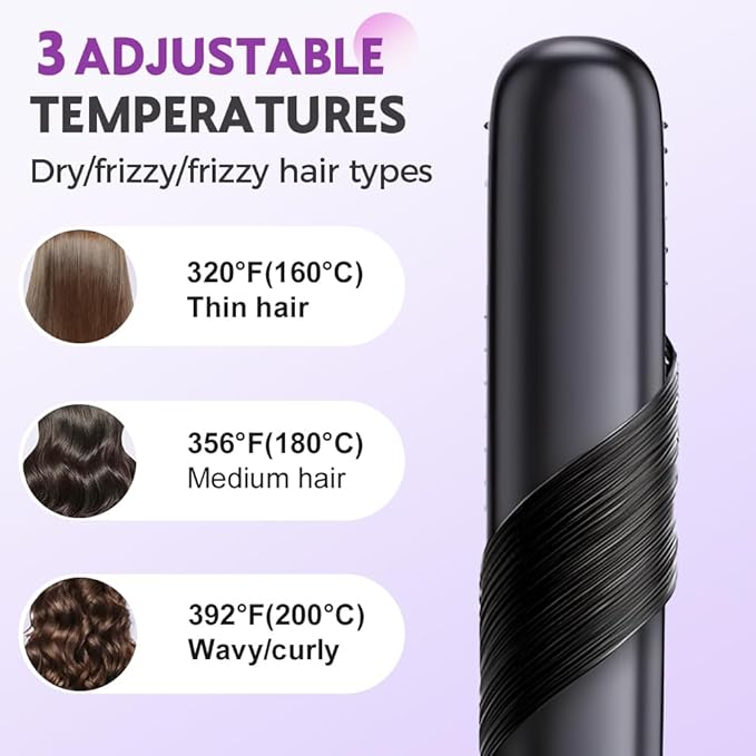 Cordless Hair Straightener Brush 2025 New Portable Hair Straightener Fast Heating MCH Ceramic Brush for Smooth Frizz-Free Hair USB Rechargeable for Short Long Hair Travel Vacation Home Use (Pink)
