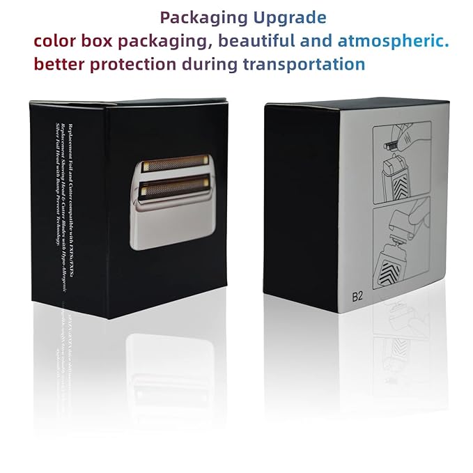 Replacement Foil and Cutters Compatible with BaBylissPRO Double Foil Shaver Replacement Foil Compatible with BaBylissPRO FXFS2 Shaver 4 counts (Gold)