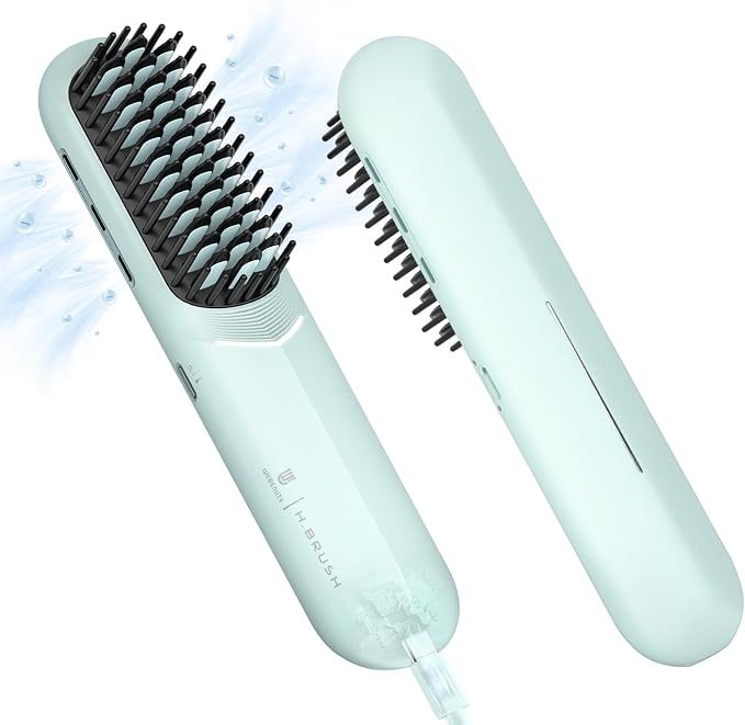 Cordless Hair Straightener Brush - Webeauty Portable On-The-Go Straightener for Women | USB Rechargeable Fast Heating 200M Negative Ions 6400mAh Perfect for Daily Commute &amp Short Trips (Ice Bl