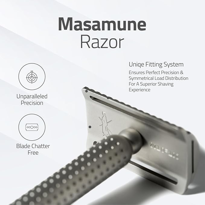 Masamune Double Edge Safety Razor for Men Single Blade Razor Stainless Steel Ergonomic Handle Closed Comb Design for Smooth Close Shave Eco Friendly Premium Reusable Razor Matte Edition