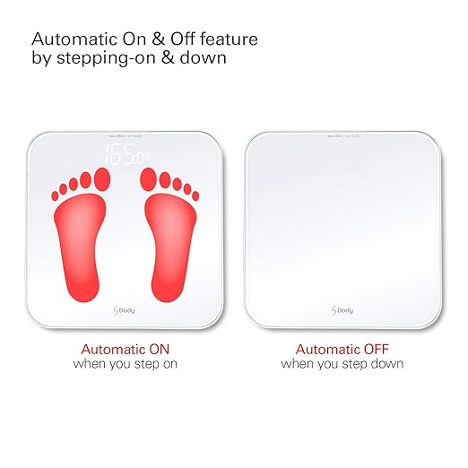 VisionTechShop S Body High Precision Ultra Wide Digital Body Weight Bathroom Scale up to 396lb/180kg Super-Clear Large LED DisplayStep-On Technology White