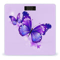 Purple Butterfly Scale for Body Weight Anti-Slip Digital Bathroom Scale Sturdy Toughened Glass Weighing Scales High Precision Safe Rounded Corners Smart Scales