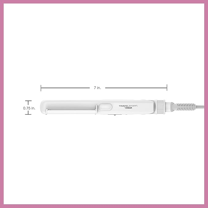 Conair Travel Flat Iron and Curler 2-in-1 Tool Portable Hair Straightener and Hair Curler in White by Travel Smart
