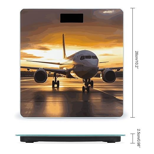 Airplane in The Evening Light Weight Scale Digital Electronic Scales Bathroom Scale Larg LCD Backlight Display High Precisio MeasurementsTempered Glass