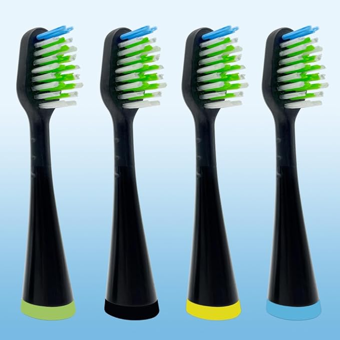 Replacement Toothbrush Heads with Tongue Scraper Compatible with Waterpik Complete Care 5.0 (WP-862 WP-872 WP-877 WP-882 WP-892) and Complete Care 9.0 (CC-01CD012-2) Black4 Count