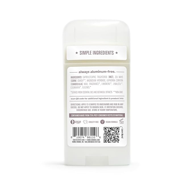 HUMBLE BRANDS Aluminum-Free Deodorant Vegan and Cruelty- free Formulated for Sensitive Skin Patchouli Copal Bergamot Ginger Moroccan Rose 2.5 Ounce (Pack of 3)