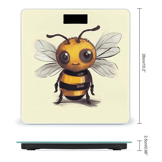 Cute Bee Bathroom Scale for Body Weight Bathroom Digital Electronic Weighing Scale with Back Lit LED Display Sturdy Tempered Glass Weight Watchers Scales 400lb