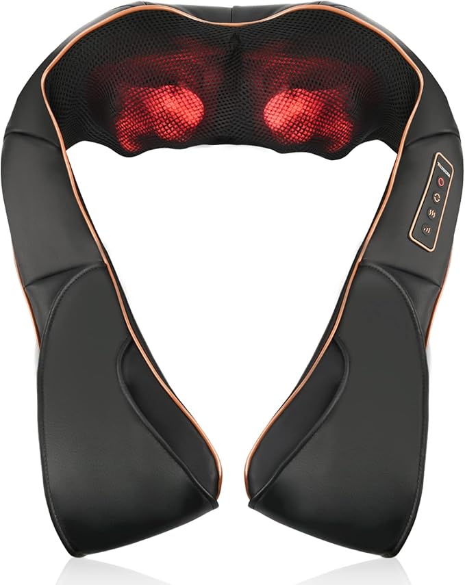 TRIDUCNA Neck Back Massager with Heat Shiatsu Electric Deep Tissue with 3D Kneading Massage 3 Intensity Levels Muscle Pain Relief for BackNeckShoulderLegs Gifts for Her/Him/Friend/Mom/Dad