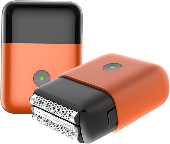 Premium Travel Electric Razor for Men - Ultra-Compact IPX7 Waterproof Foil Shaver with LED Indicator USB-C Quick Charge 90 Min Runtime Orange