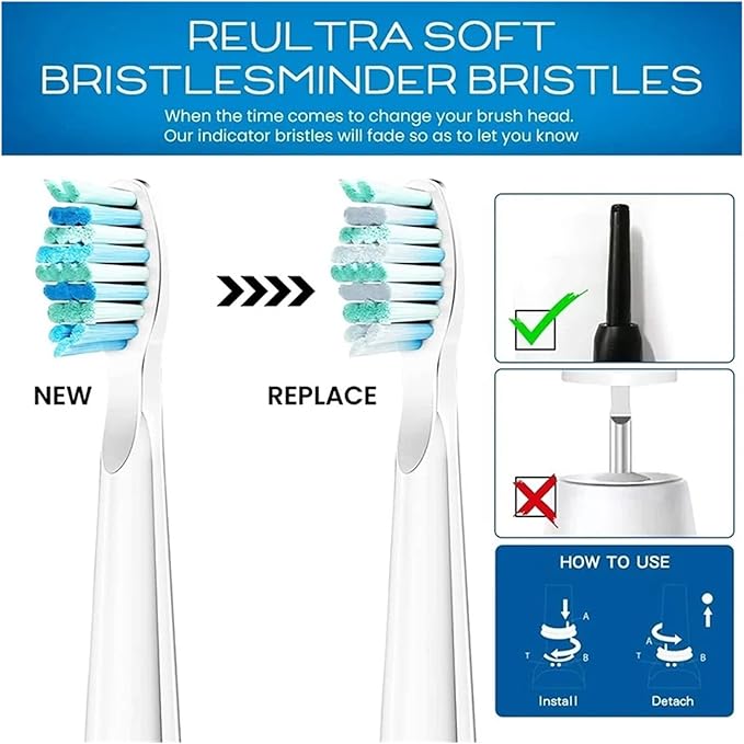 10/20Pcs Replaceable Brush HeadsCompatible for Seago/Fairywill Toothbrush FW/SG 507/508/515/551/917/959/908(20pcswhite)