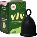 Viv for Your V Large Premium Menstrual Cups for Heavy Flow Pull Tab Ring Stem Easy Removal Soft Tampon Alternative Comfortable 12 Hour Wear Medical-Grade Silicone Reusable Period Cup