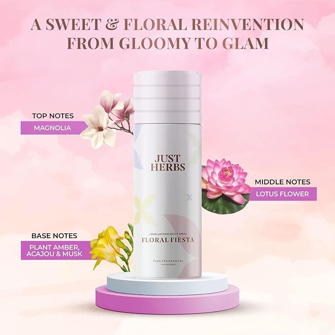Long Lasting Refreshing Body Spray Natural Deodorant for Women - Phthalate-Free Formula150 ml (Floral Fiesta)
