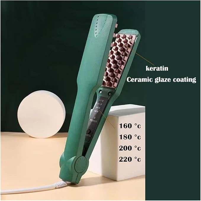 Professional 3D Grid Hair Crimper Volumizer - Ceramic Fluffy Corrugated Curler with 4 Temperature(3UK)