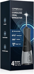 IPX7 Waterproof Water Flossers 4 Modes Power Dental Flossers with 4 Nozzles Portable for Travel Black1Pack+1PCS
