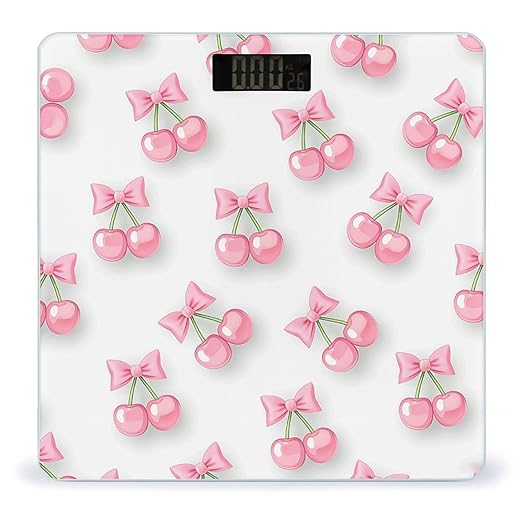 Cute Bow Weight Scale Cute Bathroom Scale for Body Highly Accurate Digital Weighing Machine for People Compact LCD Display Scales with Sturdy Toughened Glass Scales