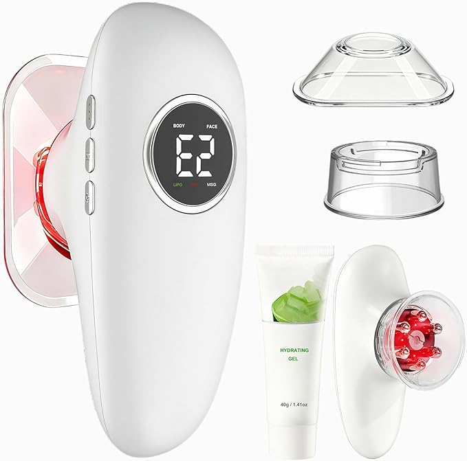 Body Sculpting Machine 4 in 1 Cellulite Remover for Legs Adjustable Cellulite Massage Tool Home Use Cupping Therapy Tool for Belly Waist Arms Legs and Face (Beige)
