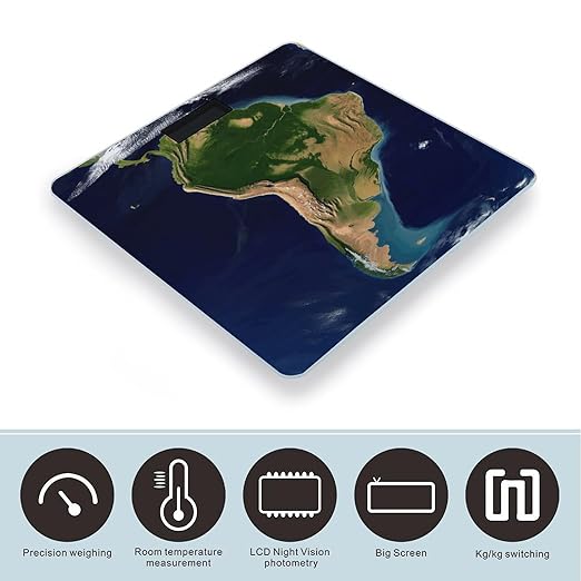 South America Satellite Image Scale for Body Weight Precision Bathroom Weighing Scales with Back Lit LCD Display Sturdy Tempered Glass Body Weight Scales Digital Bathroom Scale 400lb