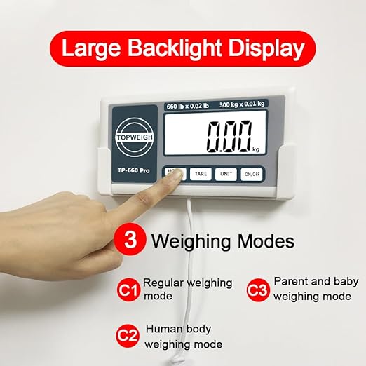 Medical Scale with Portable Carrying Bag Large Remote Display Floor Physician Scale 660lbs / 0.02lb Longer Coiled Cord Heavy Duty Digital Scale for Body Weight Measure in kg/oz/lb