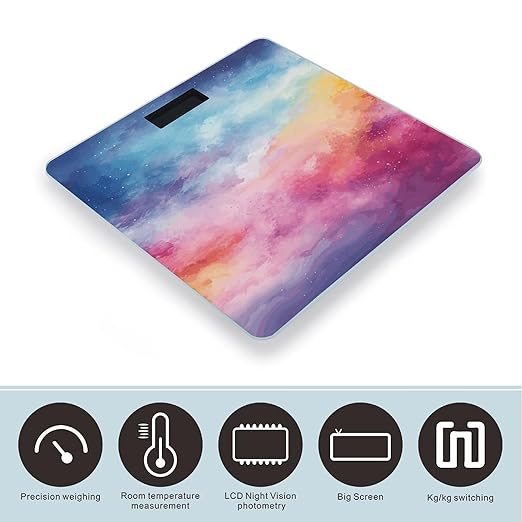 Digital Bathroom Scale for Body Weight Scale with Bright LCD Display High Accuracy Step-On Technology Auto On/Off Watercolor Background Digital Scales 400 Lbs /180kg
