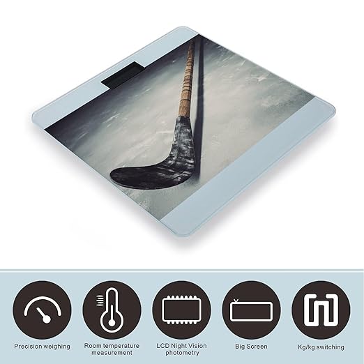 Hockey Stick Digital Bathroom Scale for Body Weight Weighing Scale with Backlit LCD Display High Precision Measurements &amp Measures Weight Up to 180kg