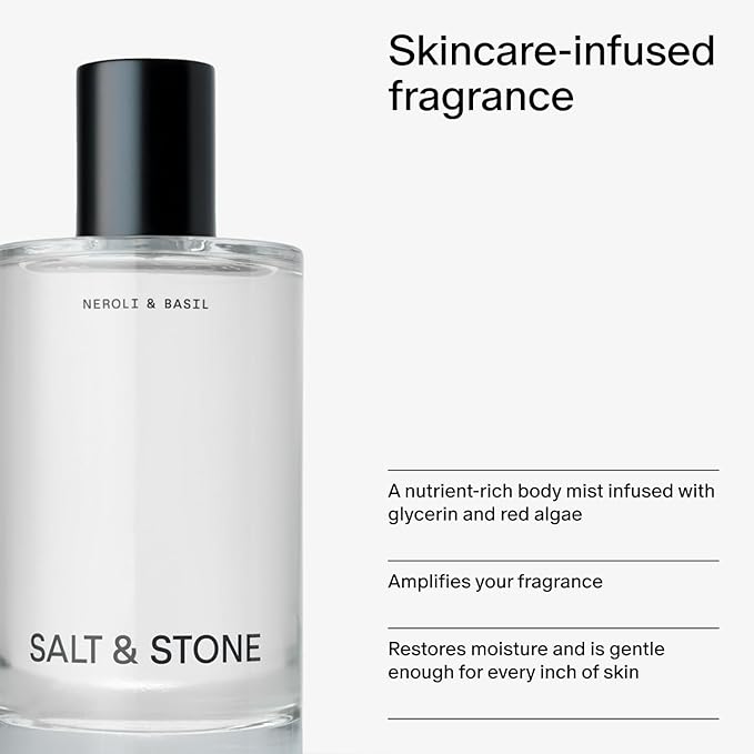 Salt &amp Stone Signature Scent Duo Set | 48 Hour Aluminum-Free Deodorant &amp Hydrating Body Mist | Skincare-Infused Deodorant &amp Body Spray | Neroli &amp Basil