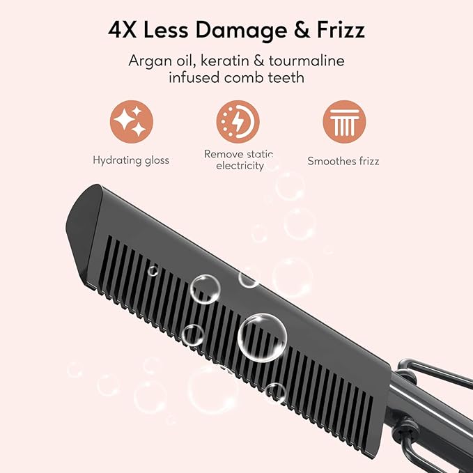 Terviiix Flat Iron Hair Straightener 1-3/4 Inch Wide Plate &amp Terviiix Electric Hot Comb for Lace Front Wigs Pressing Combs for Black Women Hair