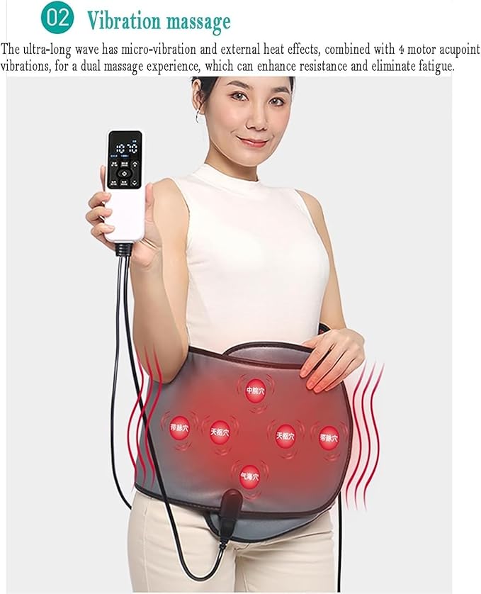 Heated Slimming Therapy Belt Electric Heating Massager Belt with Hot Compress Vibration Relieves Muscle Tension for Back Waist Shoulder Pain Relief Gifts for Women at Home.