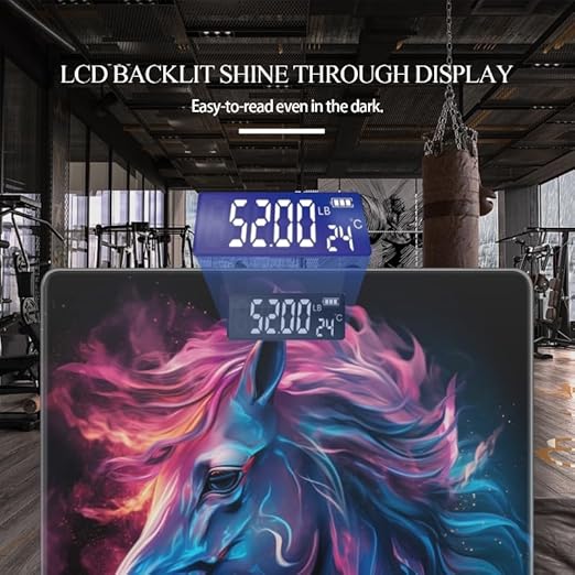 Digital Scale for Body Weight Highly Precision Bathroom Weight Scale 400 lbs with Backlit Display Personalized Scale for Home-Elegant Colorful Horse Head with Flowing Mane