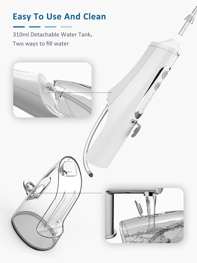 USB Rechargeable 4 Speed Water Flosser Removes Tartar Stains Teeth Cleaning Tool Portable Teeth Cleaner for Home Traveling