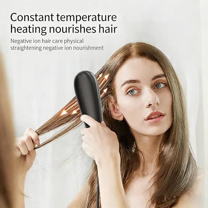 Portable Straightener Brush - go Brush proPortable Mini Hair Straightening with 3 Temperature Settings &amp LED Display USB Rechargeable Fast Heating Hairs for Travel (Light Purple)