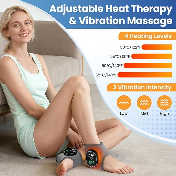 2PCS Cordless Ankle Heating Pad with Massager Foot and Ankle Massager with Heat Rechargeable Heated Foot Brace Wrap 3 Vibration and 4 Heating Modes