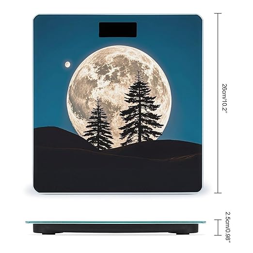 Pine Trees of The Moon Scale for Body Weight Highly Accurate Digital Bathroom Electronic Weighing Machine for People LCD Display Large Size Tempered Glass for Safe Home Use