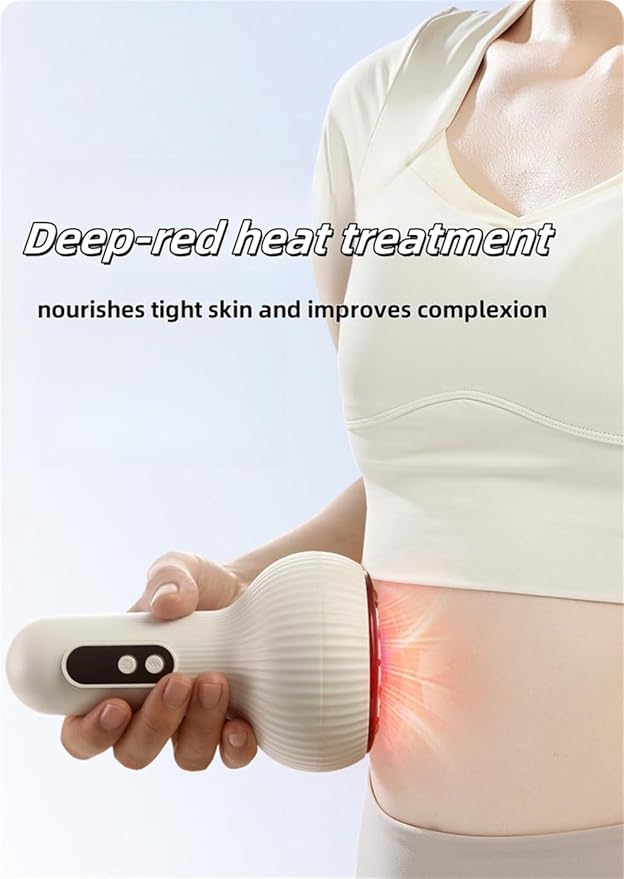 White Hand-Held Intelligent Massager Cordless Rechargeable Vibrating Massager Body Shaping Machine Massage Abdominal Belly Thighs Butt Neck for Women Men at Home