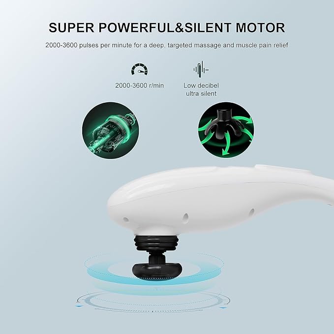 MEGAWISE Cordless Back Massager for Shoulders Waist Legs Rechargeable 3200mAh Battery 5 Speed and 5 +2 Massage Nodes 5 Hard 2 Silicone Nodes Massage While Moving Around (Off White Cordless)