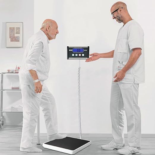 SIKE Digital Physician Scale Medical Floor Scale for Body Weight 550 lb Limit Professional Weight Scale Portable Easy to Read Digital Display Heavy Duty Pound &amp KG Settings 12.5 x 12 Platf