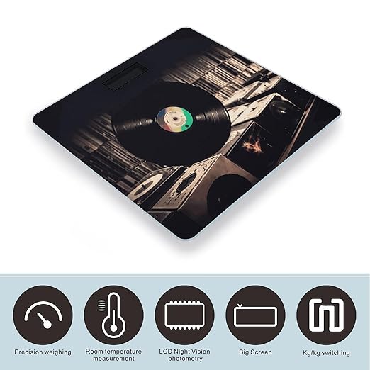 Vinyl Records Scale with LCD Easy-to-Read Anti-Slip Weight Digital Bathroom Scale Precision Weighing Scales Sturdy Tempered Glass Body Weight Scales for Daily Use