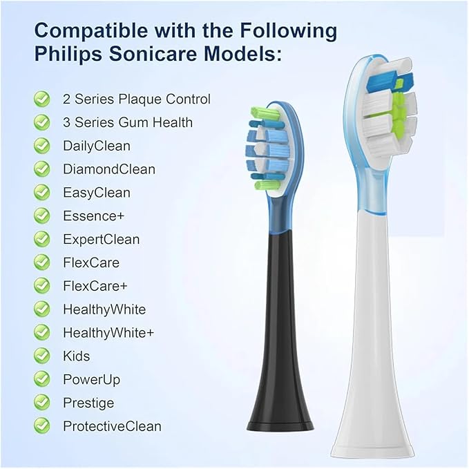 8Pcs Replacement Brush Heads Compatible for Philips HX6064 HX6930 HX6730 Sonic Electric Toothbrush Vacuum 4100 6500 6100 5300 C3(C3 White)