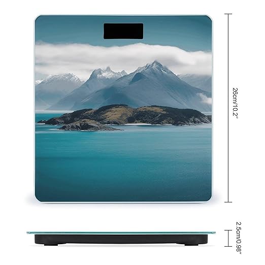 Islands and Mountain Digital Bathroom Scale for Body Weight Weighing Scale with Backlit LCD Display High Precision Measurements &amp Measures Weight Up to 180kg