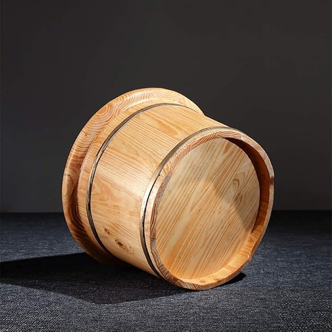 Household Foot Bath Barrel Solid Wood Foot Washing Barrel Thick Foam Foot Barrel Foot Spa Bath Massager (Color : 26cm with Cover)