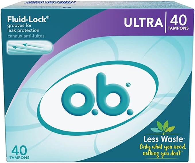 o.b. Super Plus Absorbency Tampons 40 Count Ultra Absorbency 40 Count With Fluid Lock - Set of 3 (80 Tampons) and eBooklet