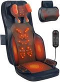 Shiatsu Massage Cushion for Neck and Back with Heat - 4D Kneading Vibration for Relief Muscle Tension Dual-Neck Design Adjustable Intensity and Height for Office Chair Home Use Navy Blue