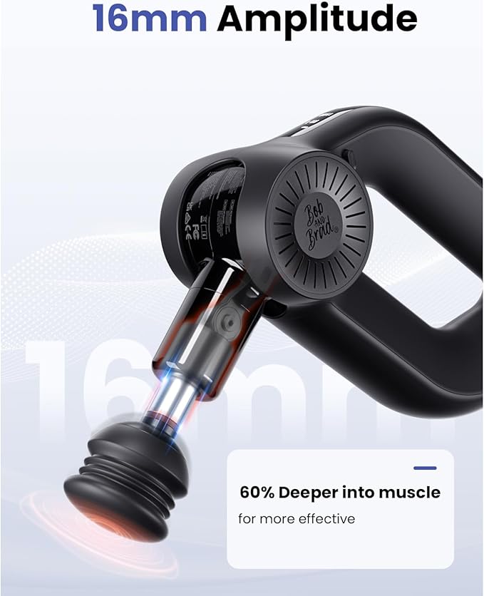 BOB AND BRAD D6 Pro Massage Gun Deep Tissue Percussion with 16mm Amplitude 85lbs Stall Force FSA Eligible &amp HSA Approved Professional Muscle Massager for Athletes Quiet Electric Back Massager