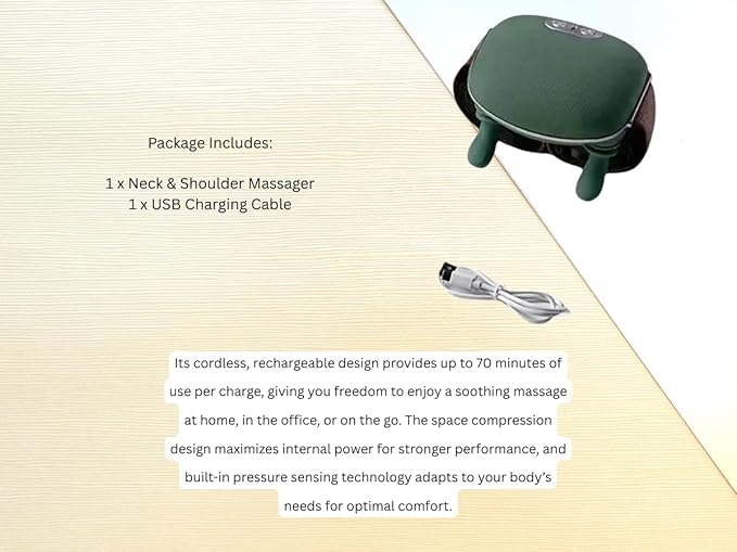 Bionic Heated Neck and Back Massager – 4D Shiatsu Deep Tissue Electric Massager with Heat Cordless Portable Design Simulated Human Hand Kneading for Pain Relief &amp Muscle Relaxation