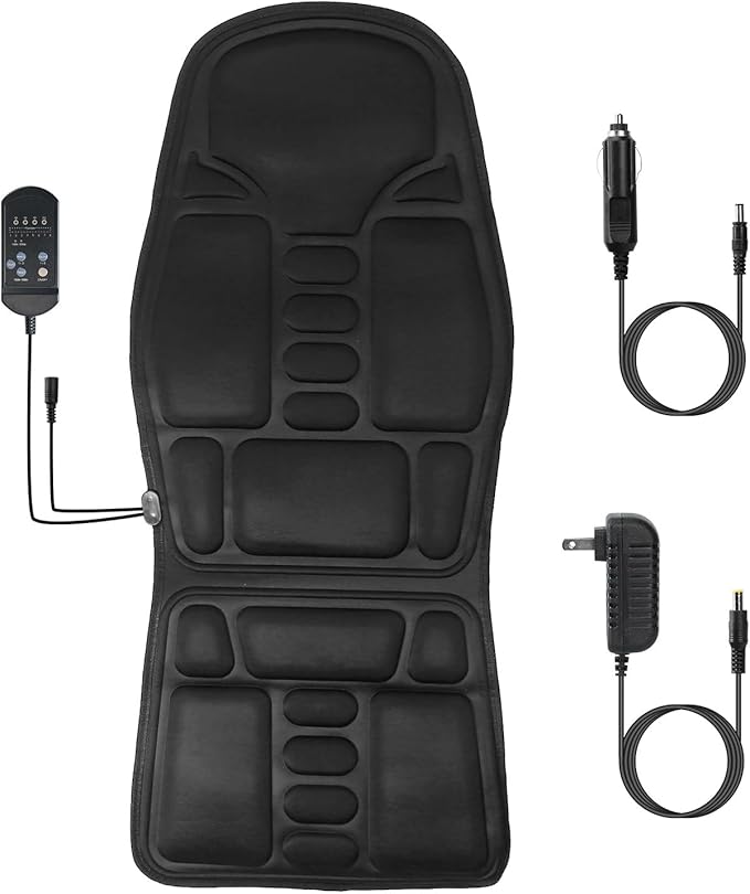 Solianne Back Massager with Heat Vibration Back Massage Pad 8 Motors Comfortable Back Massage Cushion for Back Neck Shoulder Leg Pain Relief Deep Tissue Home Office Use