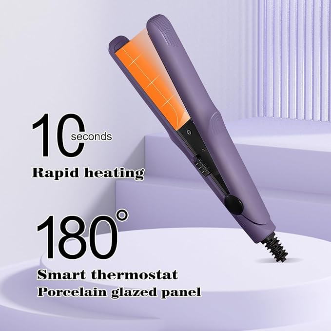 Dualglam Mini Dual-Purpose Curling Iron 2 in 1 Mini Curling Wand &amp Flat Iron Hair Straightener Portable Travel Curling Wand for All Hair Types