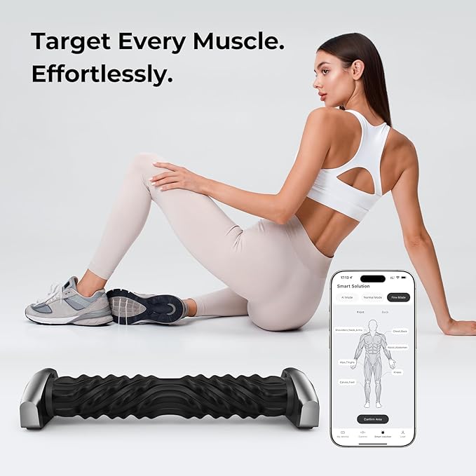 Smart Massager Roller – Deep Tissue Electric Massager with App Controlled Auto Rolling for Muscle Massage and Myofascial Trigger Point Release Compact &amp Rechargeable Design