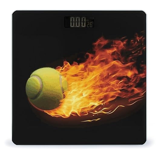 Burning Tennis Pictures Scale for Body Weight Accurate Digital Bathroom Scale Toughened Glass High Precision Scales Smart Weight Scales with Large LCD Backlight Display Weighing Machine