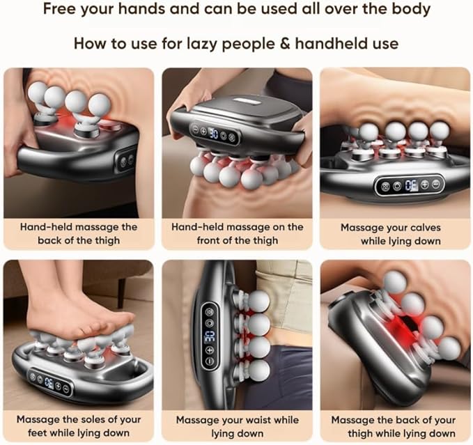 Deep Tissue Massage Gun Portable 16 Head Percussion Massager with 30 Speeds - Red Light Therapy Quiet Pistola Masajeadora Muscular for Back/Neck/Leg Pain Relief 3200mAh Battery (16-Head)